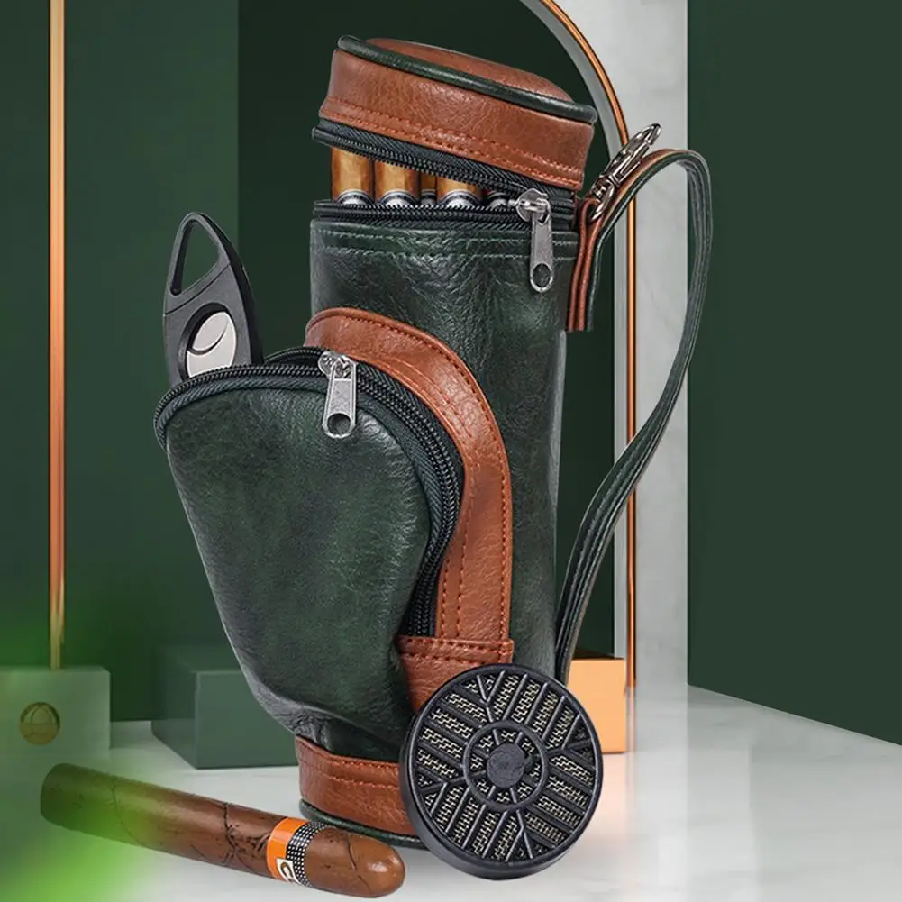 

Golf Cigar Bag Portable PU Leather Cigar Case Holder With Cigar Cutter Fit 8 COHIBA Cigars Accessories For Party Wedding