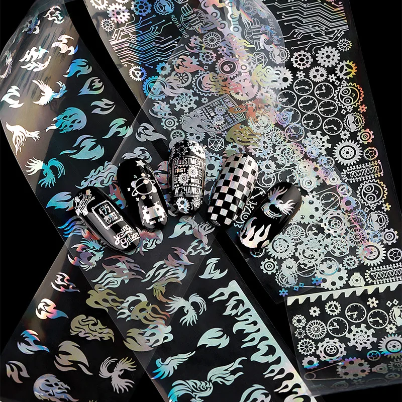 10 рулонов/набор Фея звездное небо Лазерная Фольга для ногтей набор синий