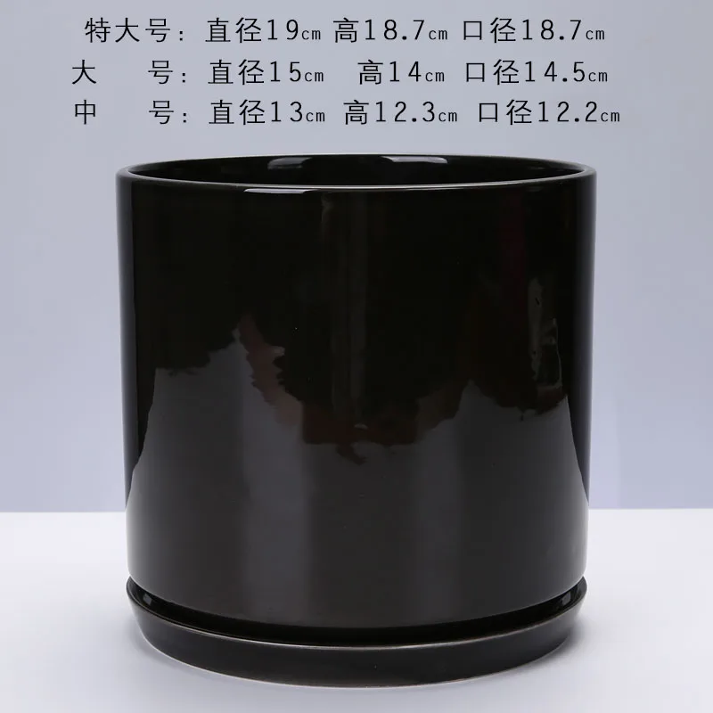 Bright black-1 Nordic керамические цветочные горшки Матовый Твердый Цвет растение суккулент настольные горшки украшения для дома - Цвет: Bright black-1