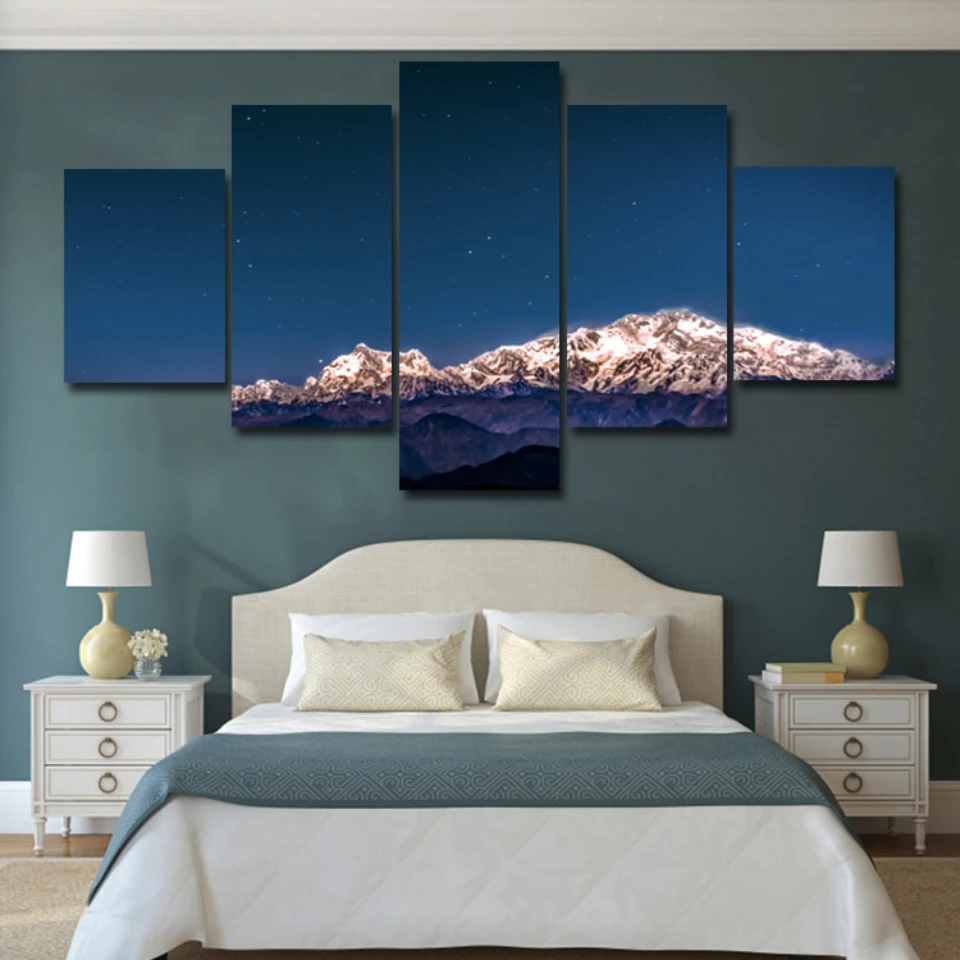 

Snow mountain in the shadow of blue sky Canvas Painting Modern Wall Art Poster Painted Picture For Home Decor