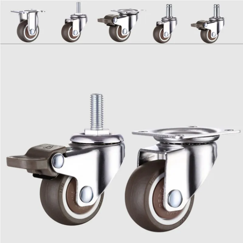 

1/1.25/1.5/2 Inch Furniture Casters Wheels Rubber Swivel Castor Trolley Rubber Caster with brake