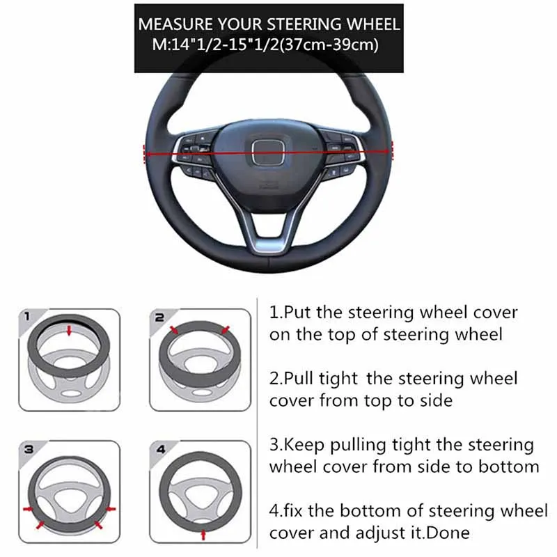 

High Quality Car steering-wheel 38cm Leather Hand-stitched PU leather Car Steering Wheel Handle Covers Fit For Most Cars Styling