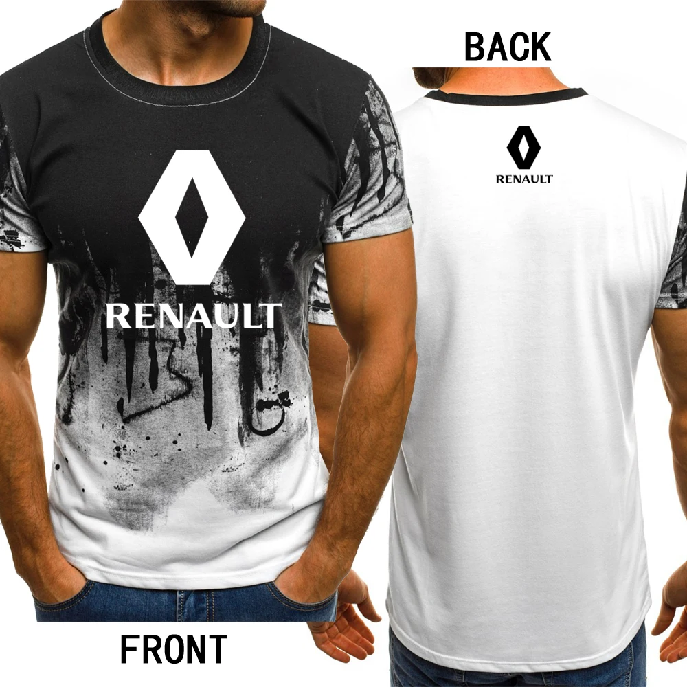 

New Summer Men's T-shirt Renault Logo printing Casual Cotton Slim Fit Short Sleeve Solid color Men's short sleeve