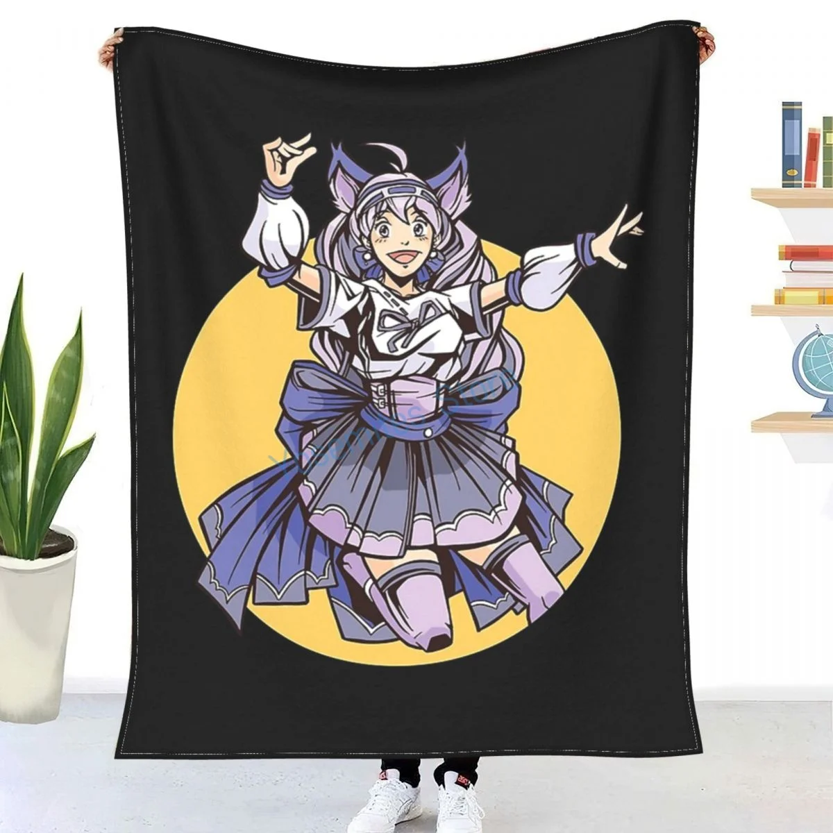 

Japanese Animation Anime Manga Cat Girl Throw Blanket Winter flannel bedspreads, bed sheets, blankets on cars and sofas, sofa