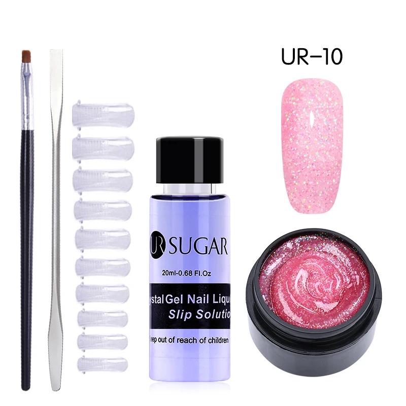 5Pcs set 10 UR SUGAR 15 мл Быстрый строительный поли гель продлевающий половой акт розовый блеск Замачивание от УФ СТРОИТЕЛЬ удлинение гель набор Типсы для маникюра палец расширение - Цвет: 5Pcs set 10