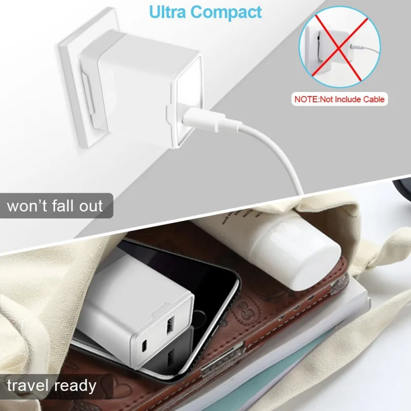 2 порта тип c + USB настенное зарядное устройство 30 Вт Зарядное для iPhone 11/X/XR Google Pixel