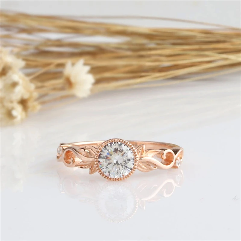 

RandH 1.0CARAT 6.5mm GRA DEF Color 18K Yellow Gold Women's Engagement Wedding Rings Lab Grow Moissanite Rings For Women Gifts