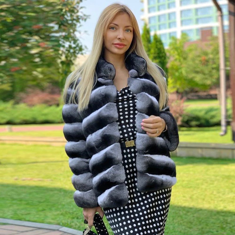Winter Women Real Rex Rabbit Fur Coat Stand Collar 2022 New Whole Skin Genuine Rex Rabbit Fur Jacket Thick Warm Fur Overcoats