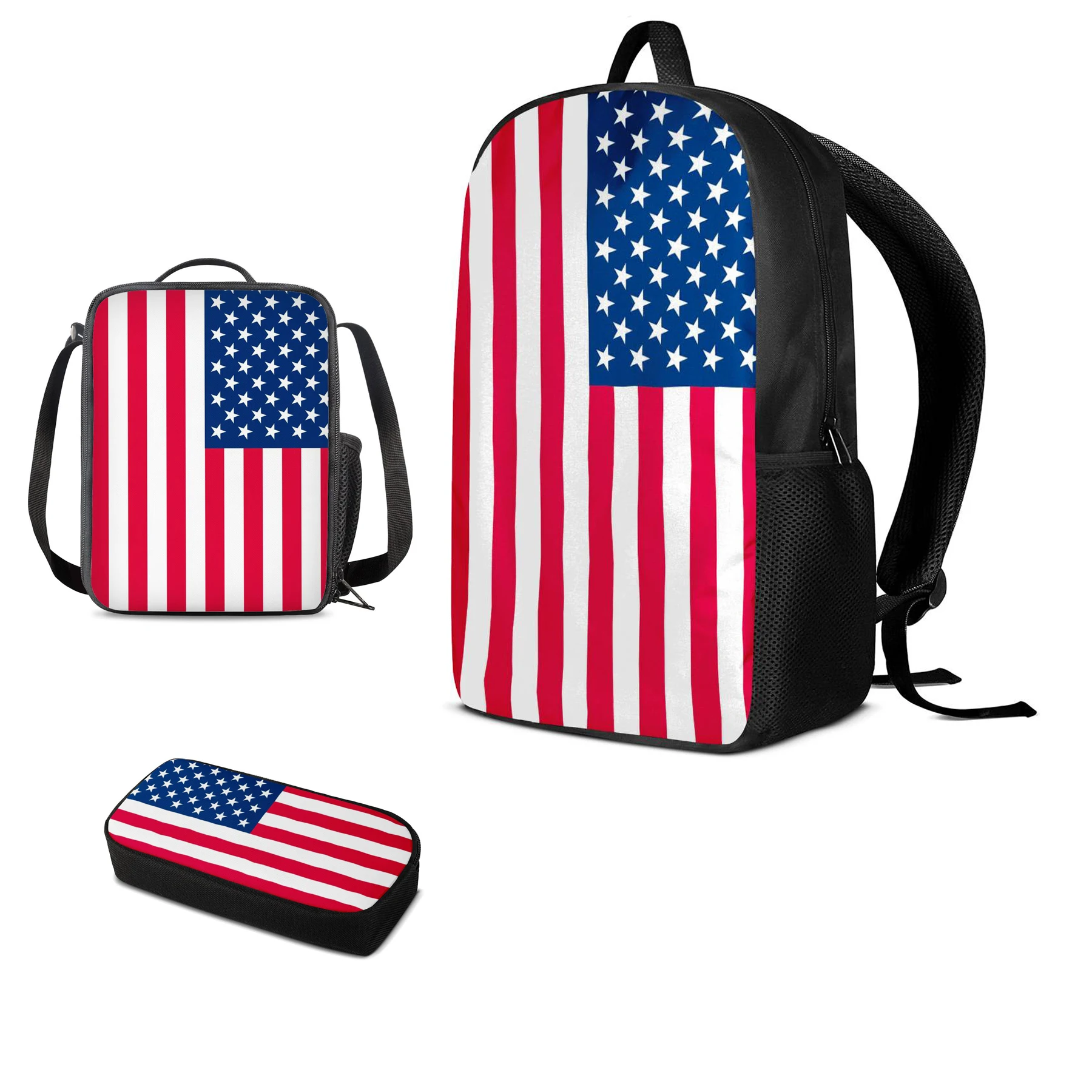 3 шт., школьные сумки с американским флагом для мальчиков и девочек-подростков