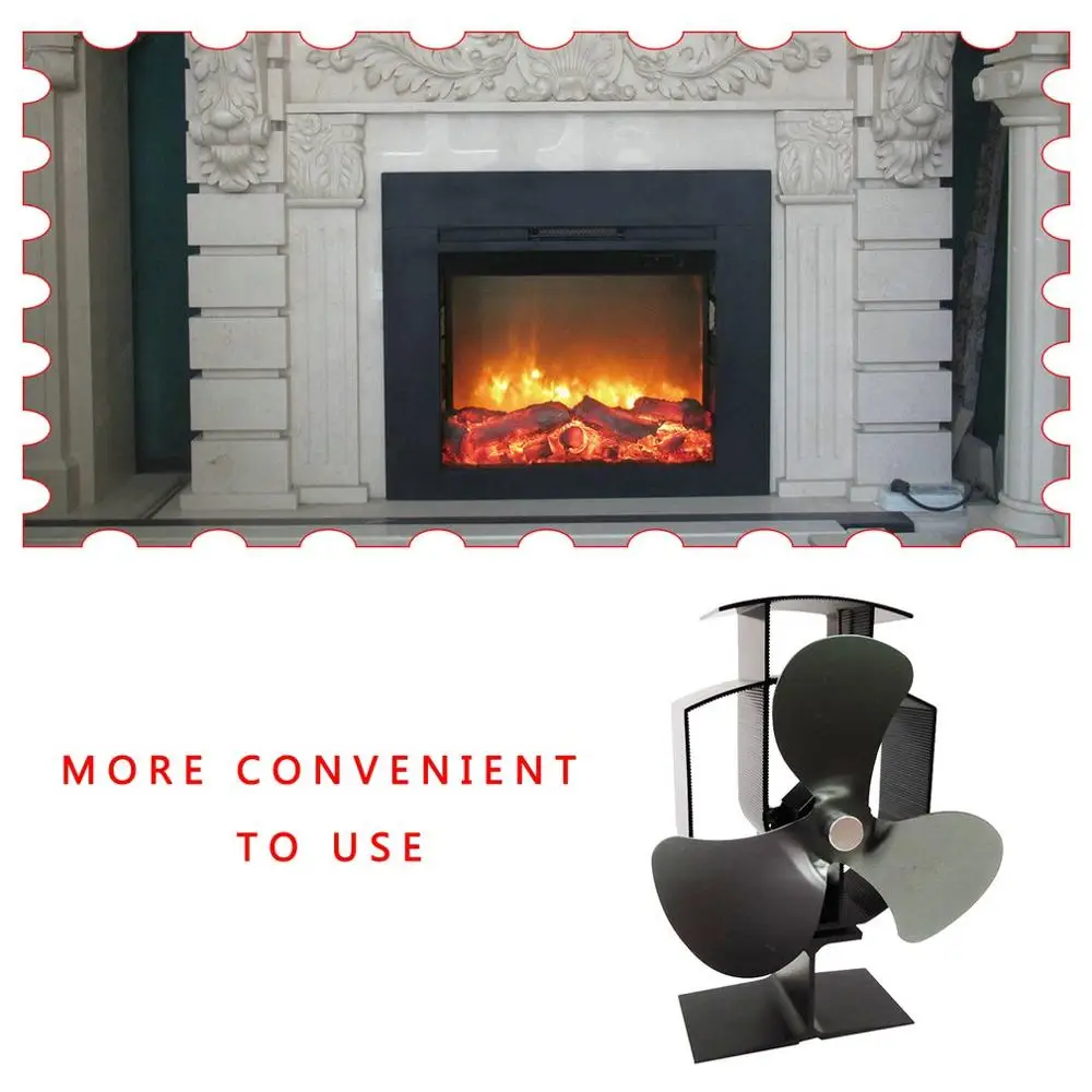 

3-Blade Fireplace Fan Environmentally Friendly Mute Real Heat Power Heat Stove Fan Wood Log Burner Fireplace Winter Warming Tool