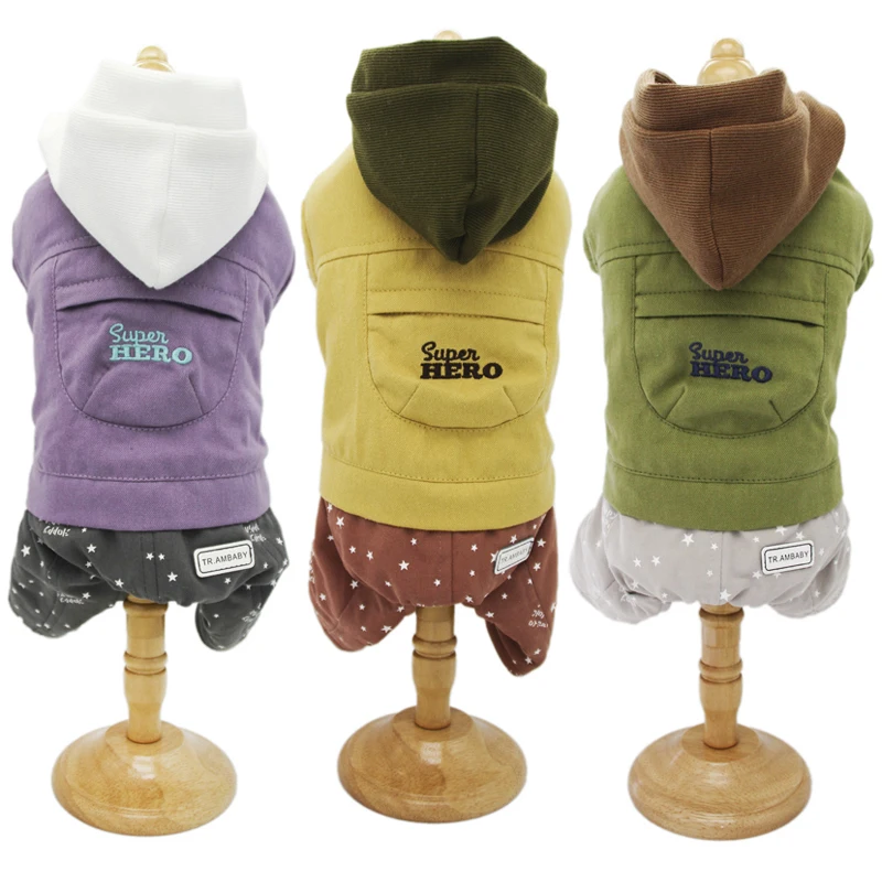 Ambaby осенне-зимняя одежда для домашних животных с капюшоном 4 брюки с широкими штанинами теплое пальто для Собаки Одежда для куртки для маленьких собак средних и больших размеров, Размеры Домашние животные, собаки и кошки