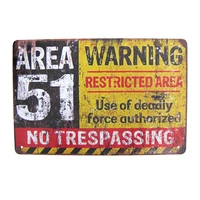 metal area 51 no trespassing deadly force authorized sign garage man cave home bar pub wall decor