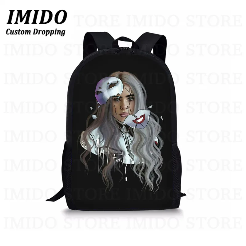 IMIDO, школьный рюкзак для девочек-подростков в стиле хип-хоп Billie Eilish, комплект из 3 предметов, школьные сумки для студентов и студентов, сумка для книг, Повседневная сумка, подарок - Цвет: as picture