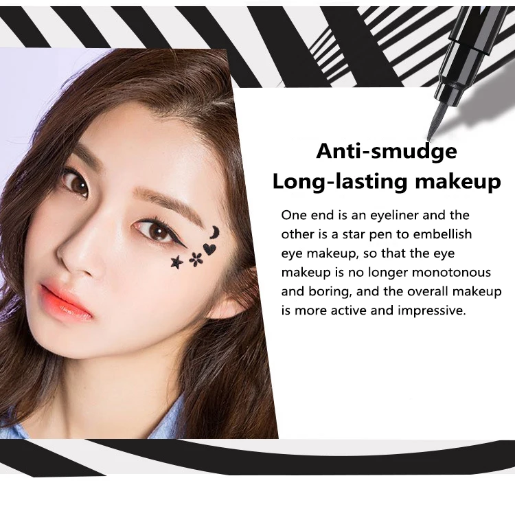 Двойная головка подводка для глаз водостойкая долговечная быстросохнущая гладкая макияж луна звезды