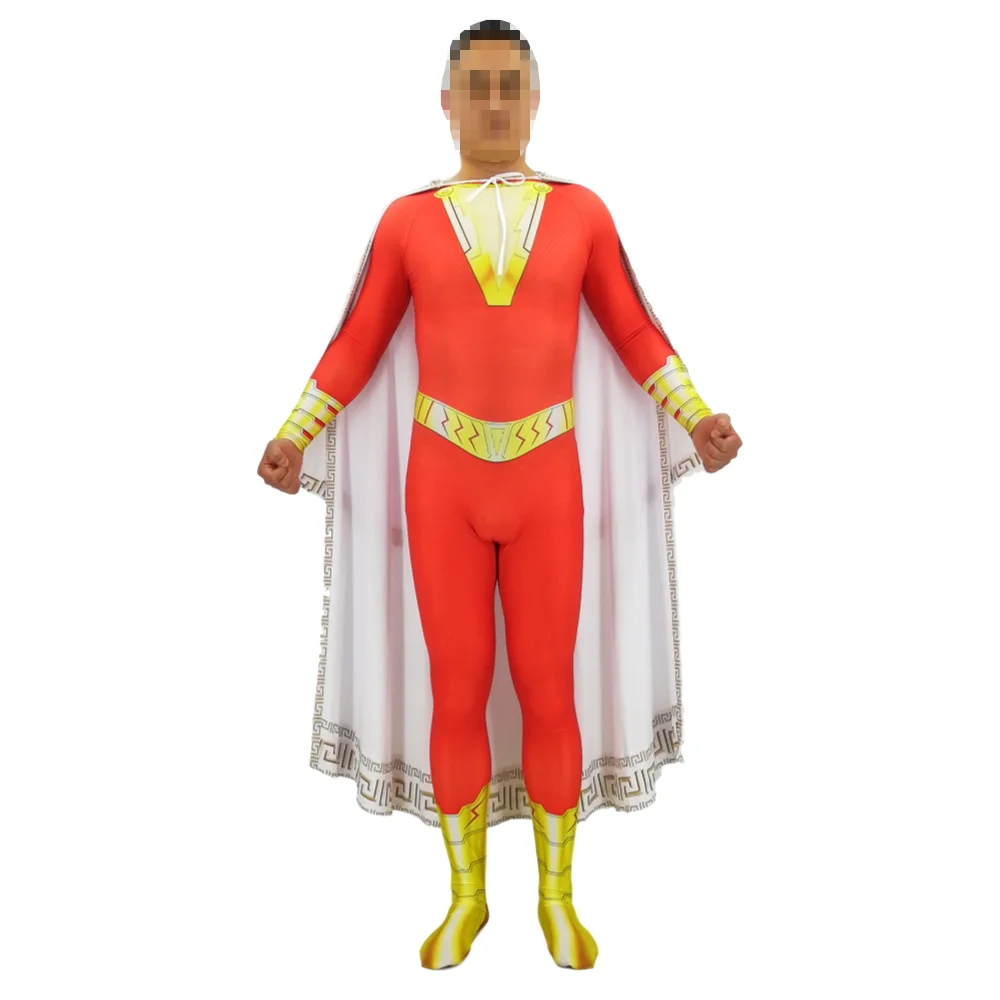 Костюм для косплея Shazam с 3D принтом костюм капитана зентай костюмированной вечеринки костюмы на Хэллоуин