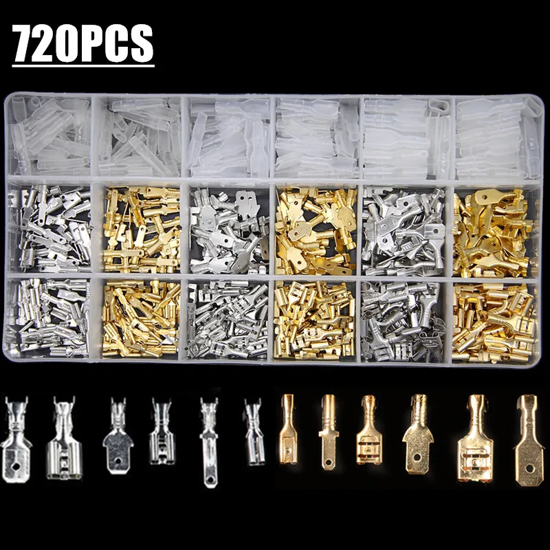 

720pcs 2.8/4.8/6.3mm Crimp Terminals Insulated Seal Electrical Wire Connectors Crimp Terminal Connector Assortment Kit