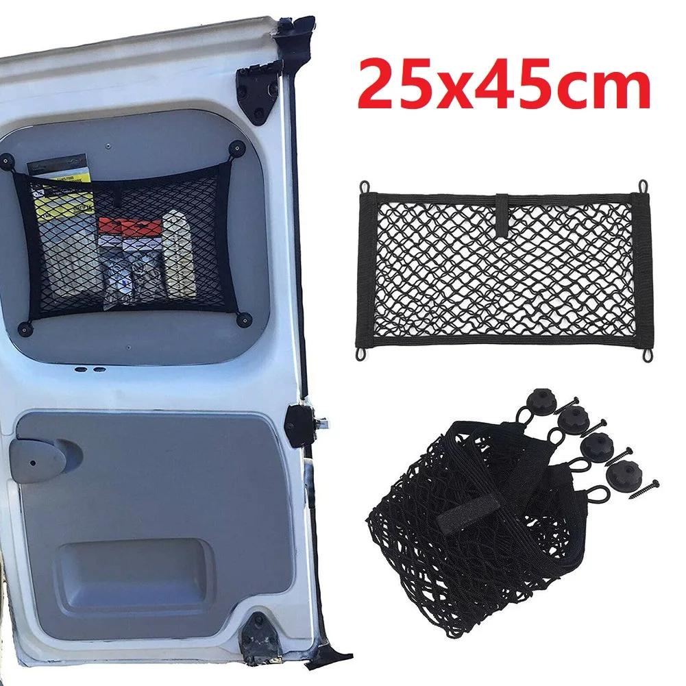 

New Arrival High Quality 25*45cm Car Storage Net Documents With 4-Hooks For Caravan For Cargo Van For Magazines
