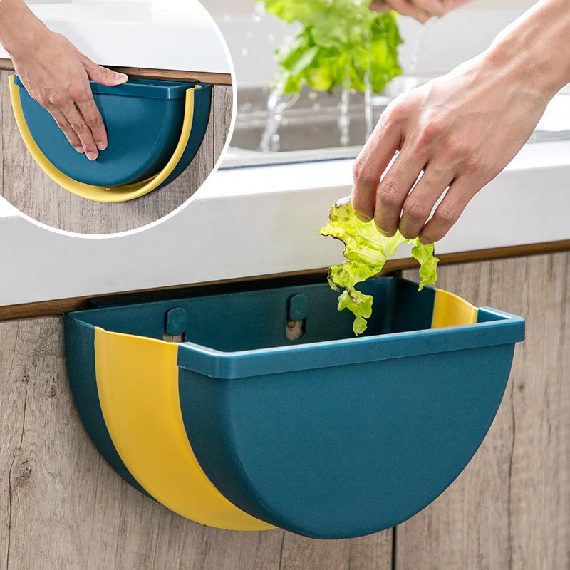 

large foldable kitchen trash plastic storage box organizer for kitchen accessories storage basket kitchen storage box/rack Shelf
