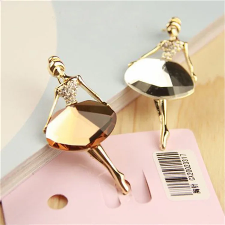 Korean version of the popular accessories beautiful ballet girl temperament big crystal ladies brooch modern fashion jewelry | Украшения и