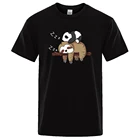 Панда лежа на Ленивца, симпатичный принт Мужская футболка больших размеров с круглым вырезом Топ с длинным рукавом футболки для мужчин модные Стиль футболка