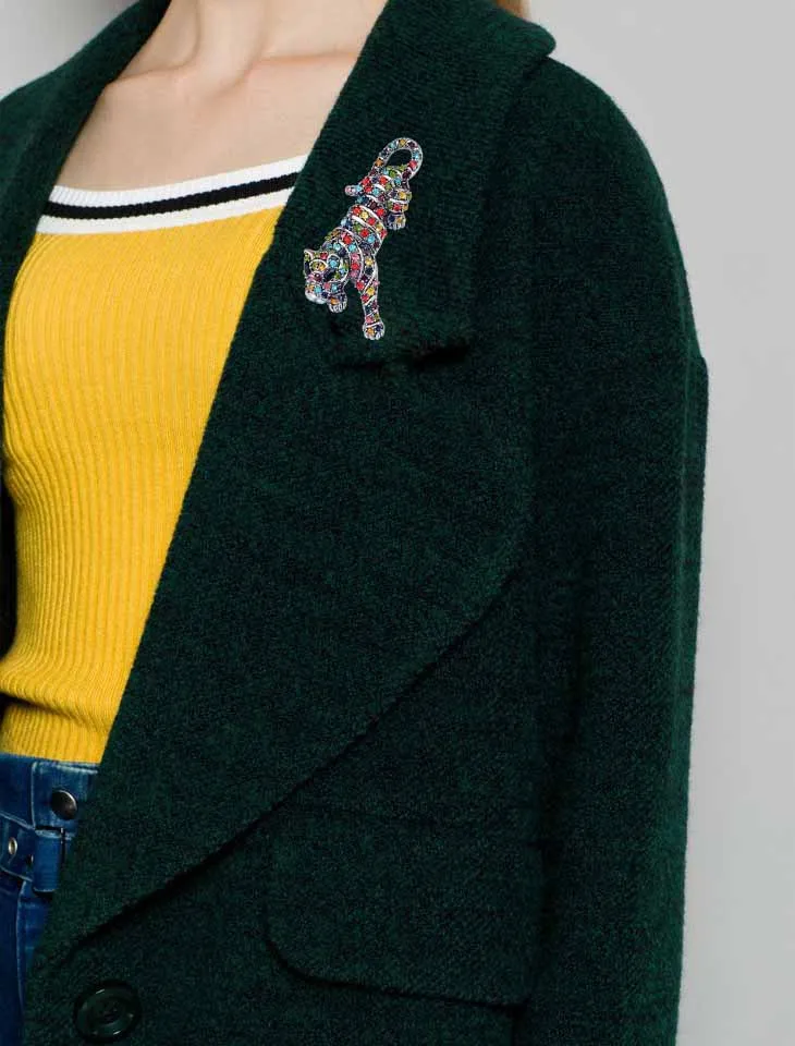 Симпатичные броши брошь с тигром Стразы животные женские ювелирные изделия