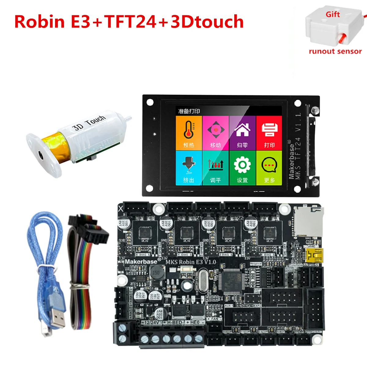 

MKS Robin E3 motherboard creality CR-10 replacement parts MKS TFT 24 touch screen MKS TFT WIFI controller bed leveling sensor