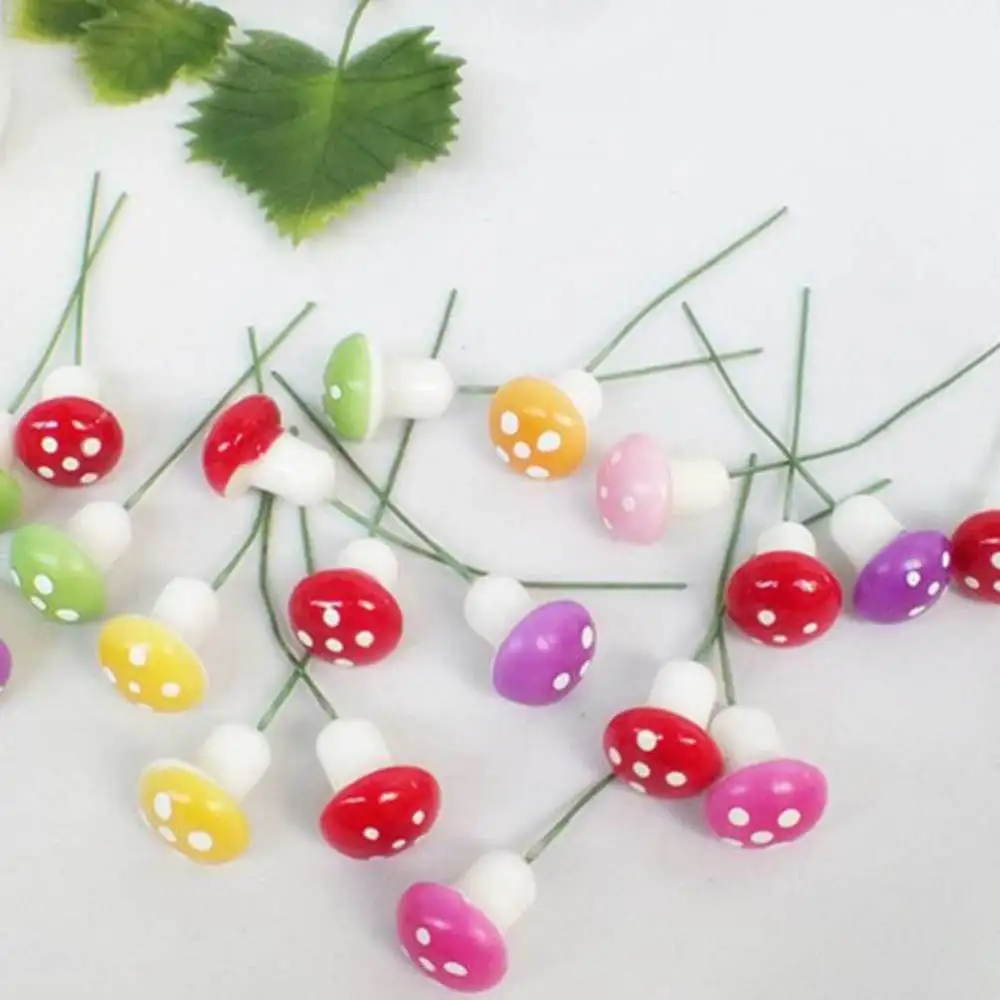 

60Pcs Miniature Mushroom Mini Mushroom Fairy Garden Colorful Mushrooms Size Mixed Color