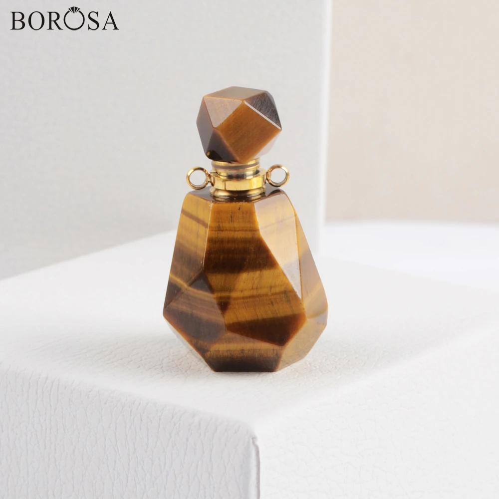 

BOROSA 3/5Pcs Geometric Tiger Eye Perfume Bottle Connector Necklace Jewelry Accessories Essential Oil Diffuser Pendants WX1503