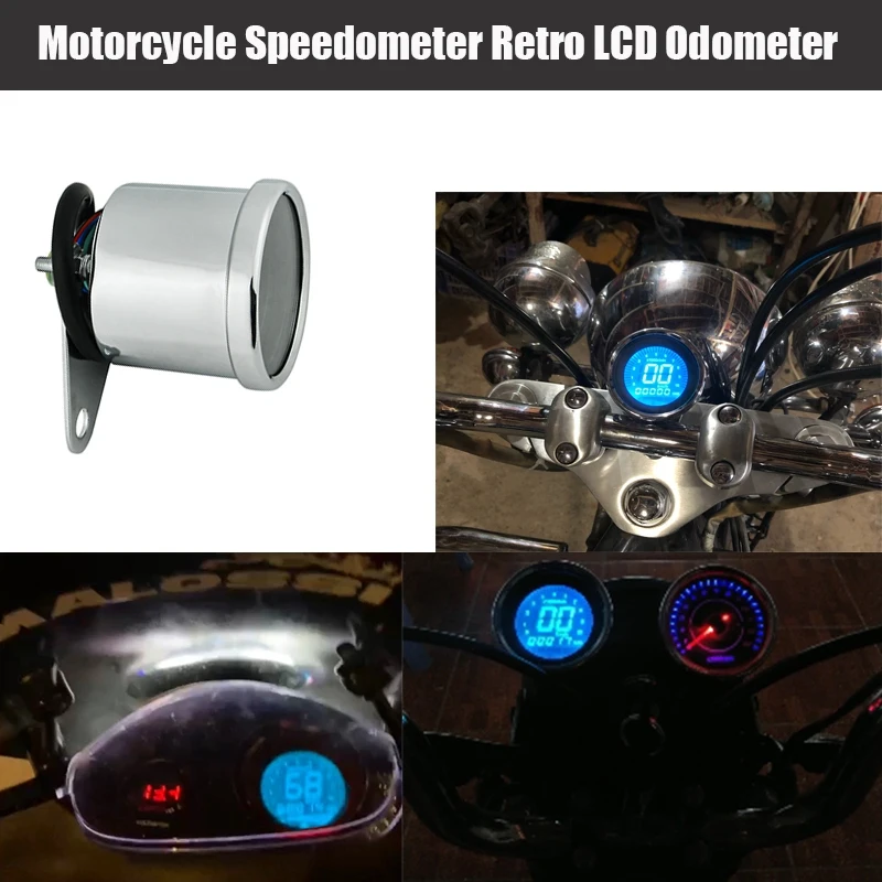 

Motorcycle Digital Motorcycle Speedometer Retro LCD Odometer Cafe Racer Tachometer Indicator Scooter ATV Meter Universal