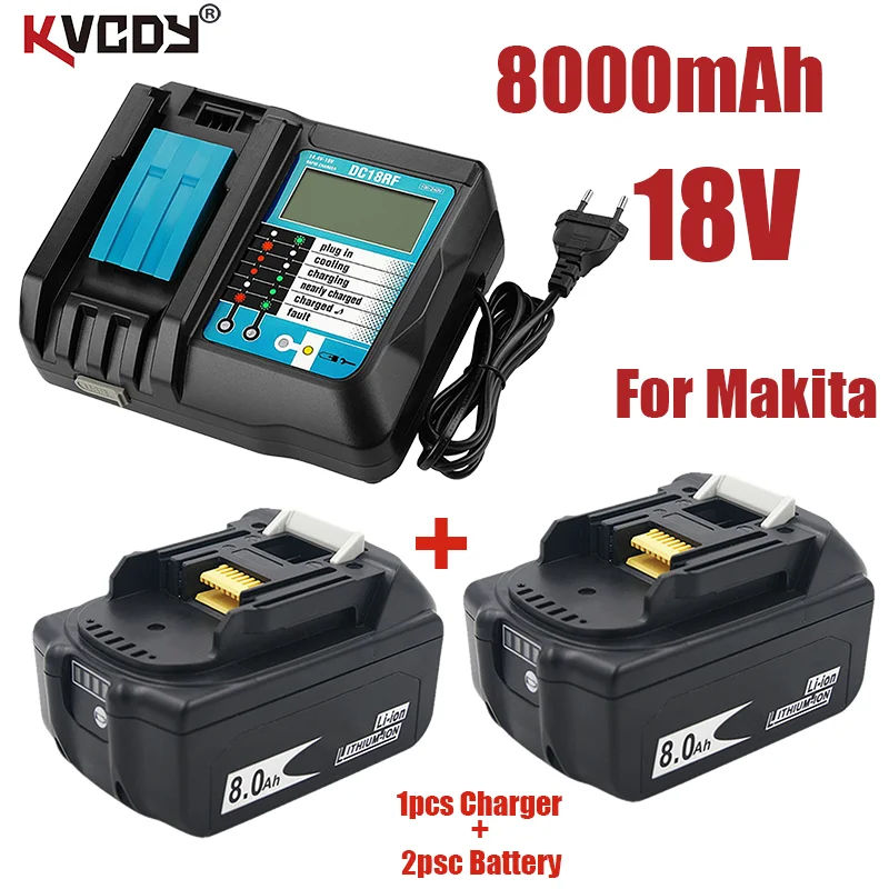 

new bl1860 rechargeable battery 18V 8000mah Makita Li ion 18 V battery bl1840 bl1850 bl1830 bl1860b LXT 400+ + charger
