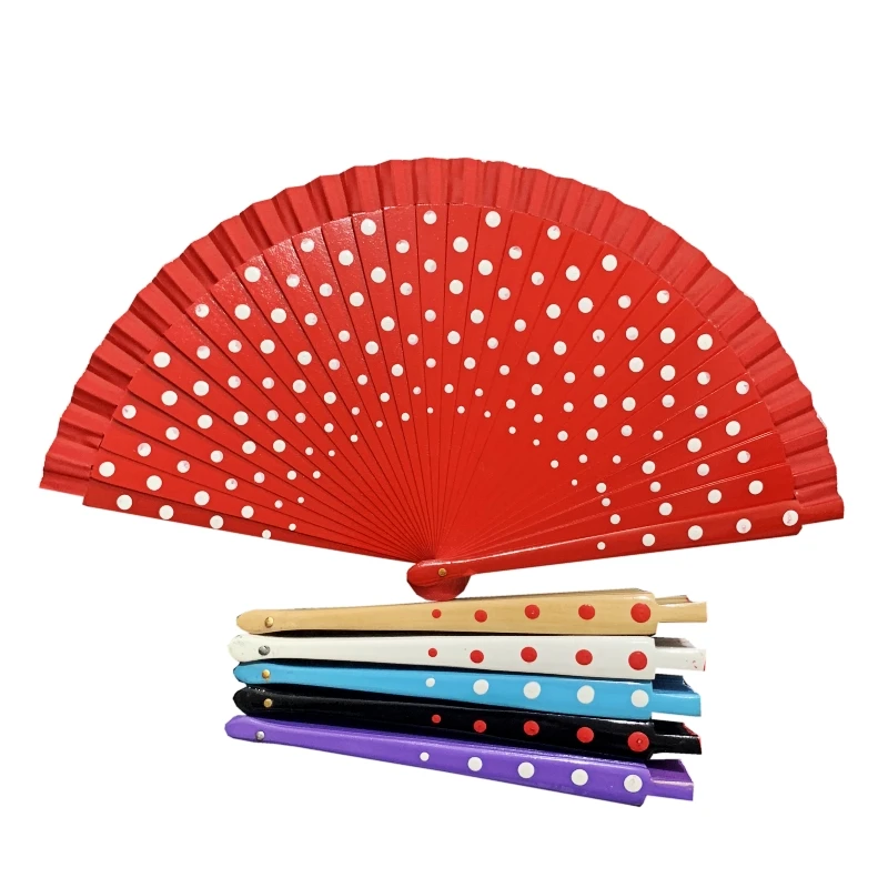 Деревянный веер в горошек испанском стиле 12 шт. подарочные сувениры для