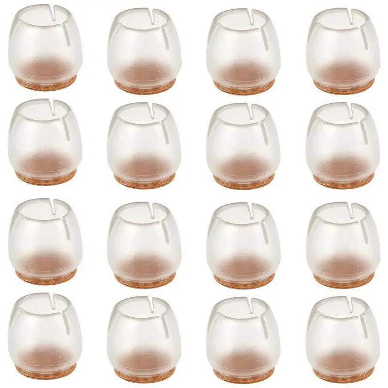 

New Silicone Chair Leg Caps Feet Pads Furniture Table Covers Floor Protectors for 25-29MM Round Legs (Transparent+Brown)