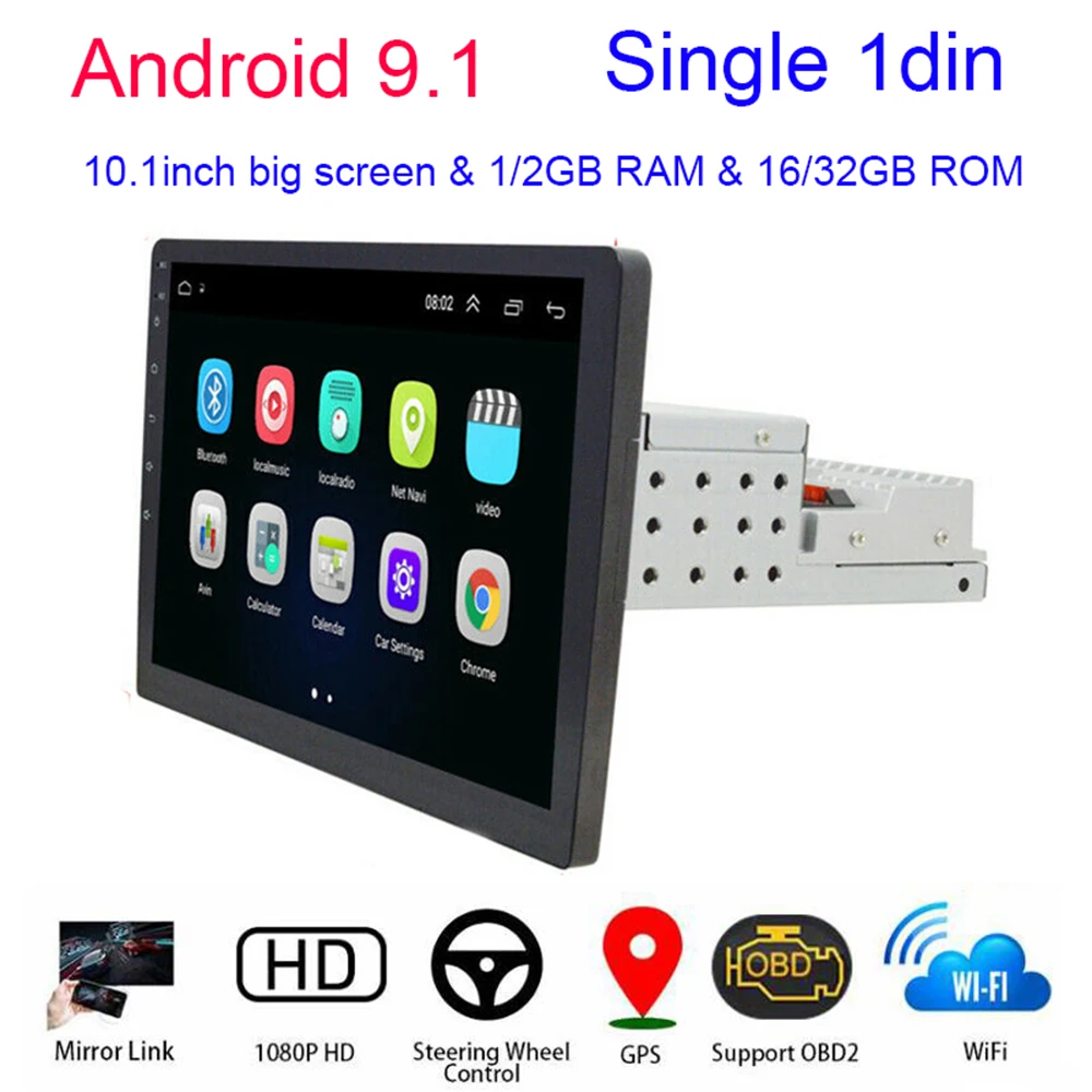 Автомагнитола 1DIN на Android 9 1 Автомобильный мультимедийный видеоплеер 10 дюйма