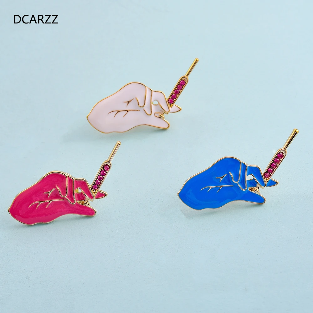 DCARZZ медицины эмалированная брошь на булавке милый синий и красный цвета белые