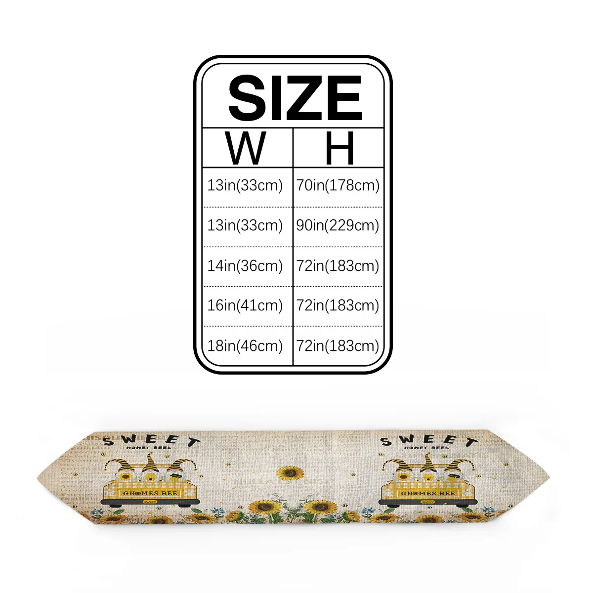 Bee Gnome Sunflower Truck Retro Modern Minimalist Table Runner Hotel Family Dinner Decoration | Дом и сад