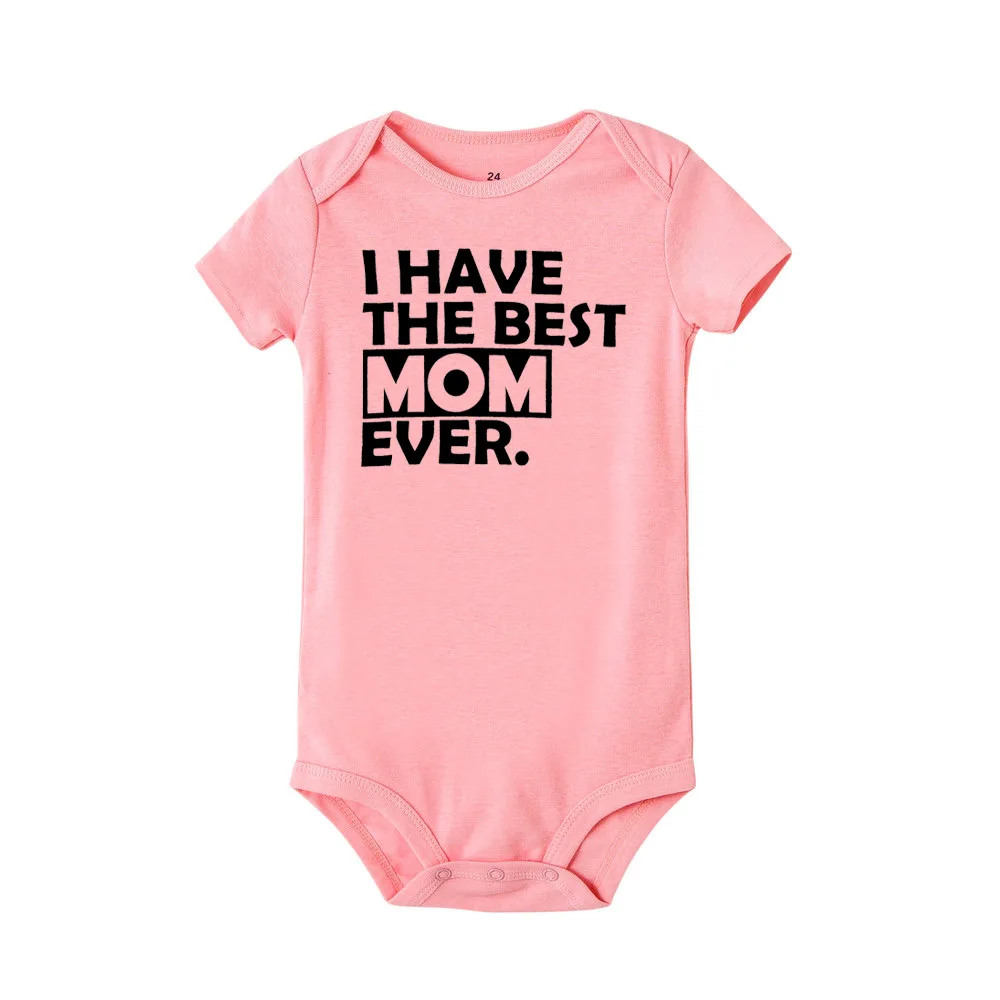 RA92-SRPPK- Хлопковый комбинезон для Близнецов с надписью «I Have The Best Dad and Mom Ever»; Забавный комбинезон для новорожденных мальчиков и девочек - Цвет: RA92-SRPPK-