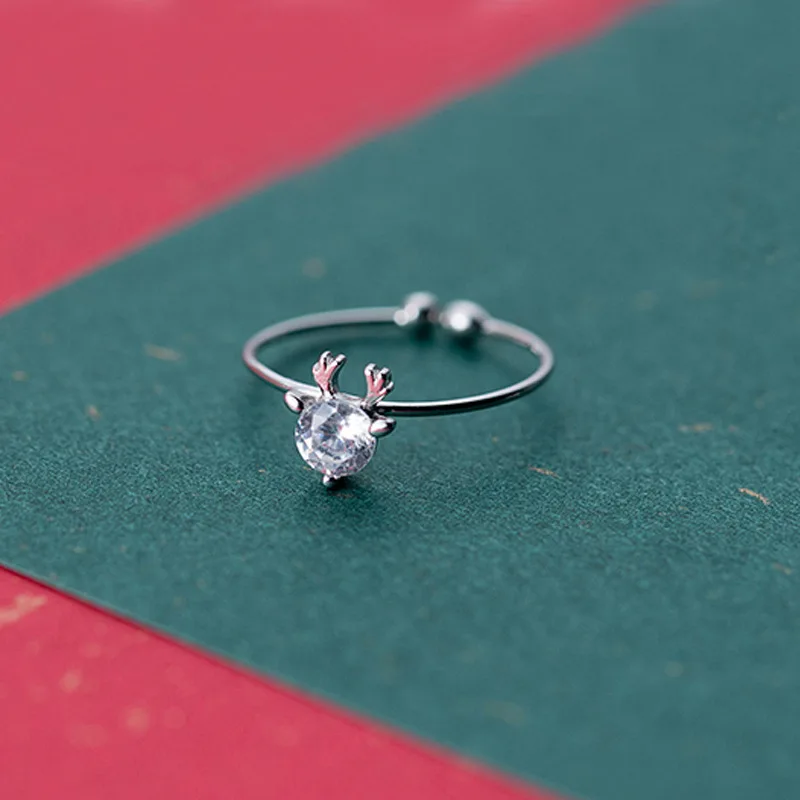 Кольца серебряного цвета с оленем кольцо рогами из циркония открытые