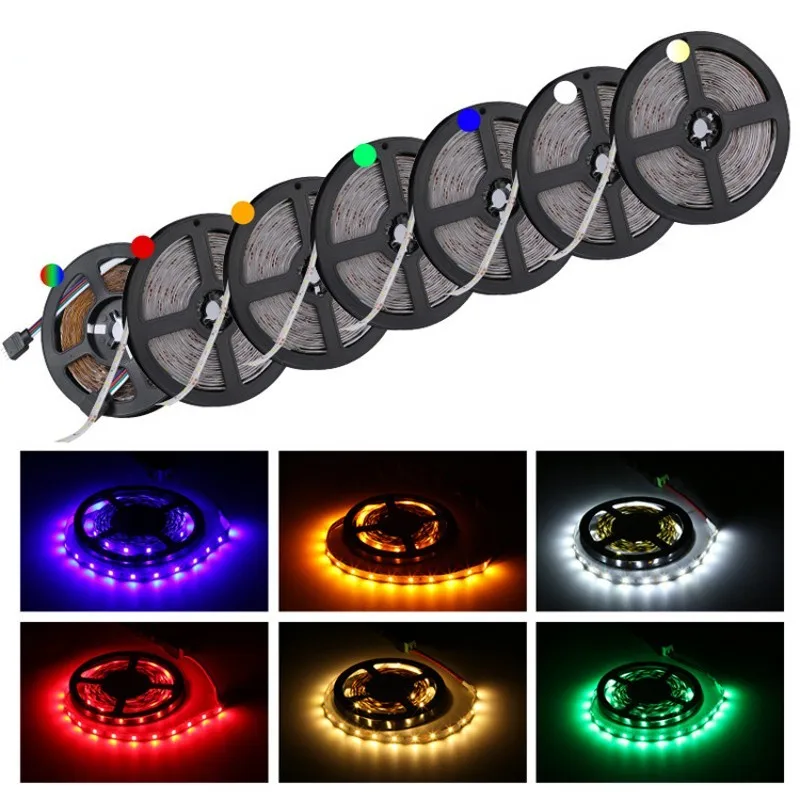 Светодиодная лента 12V 5M RGB SMD 3528 кабель питания лампа Рождественский стол Декор ТВ