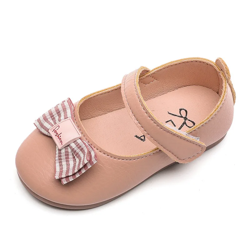 Girls Leather Shoes for Kids Sweet Wedding Show School Dress Flats Light Children Leisure shoe with bow SM111|Кожаная обувь| |