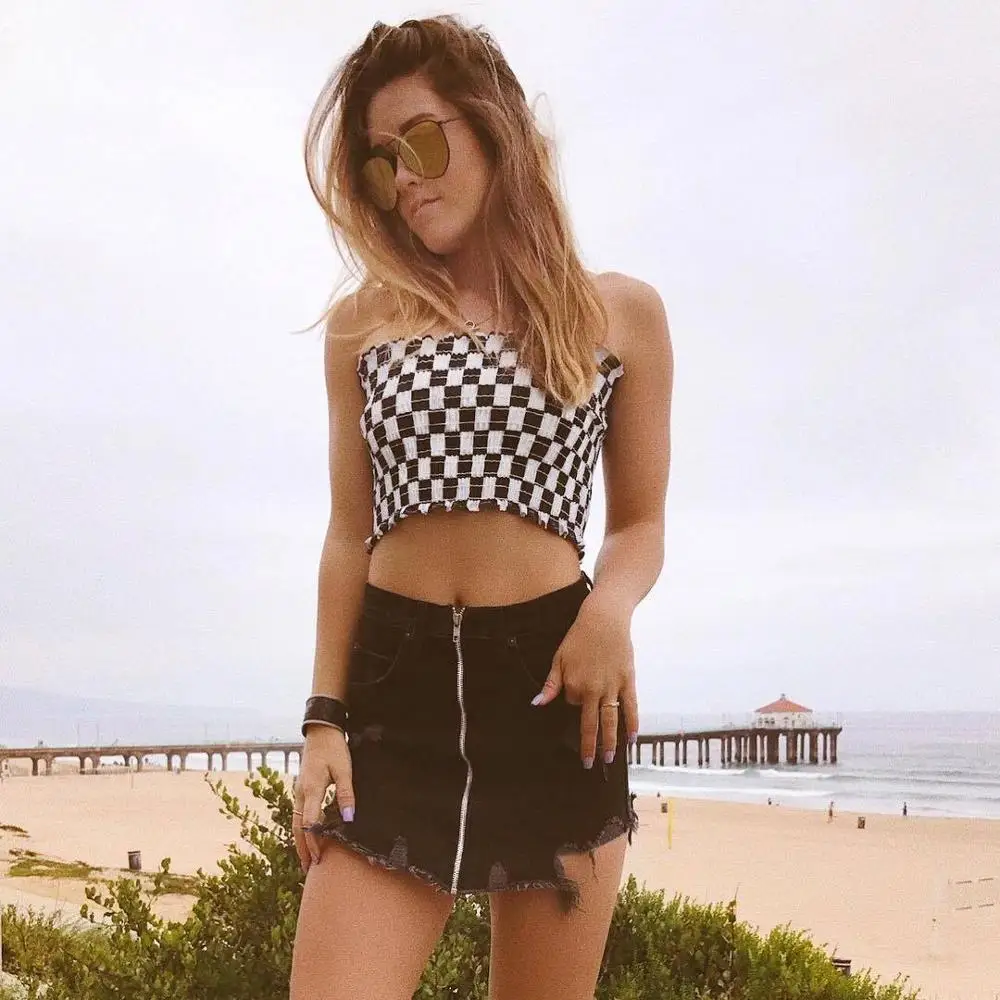 Высокое качество Женский Сексуальный Топ без бретелек рукавов Драпированный