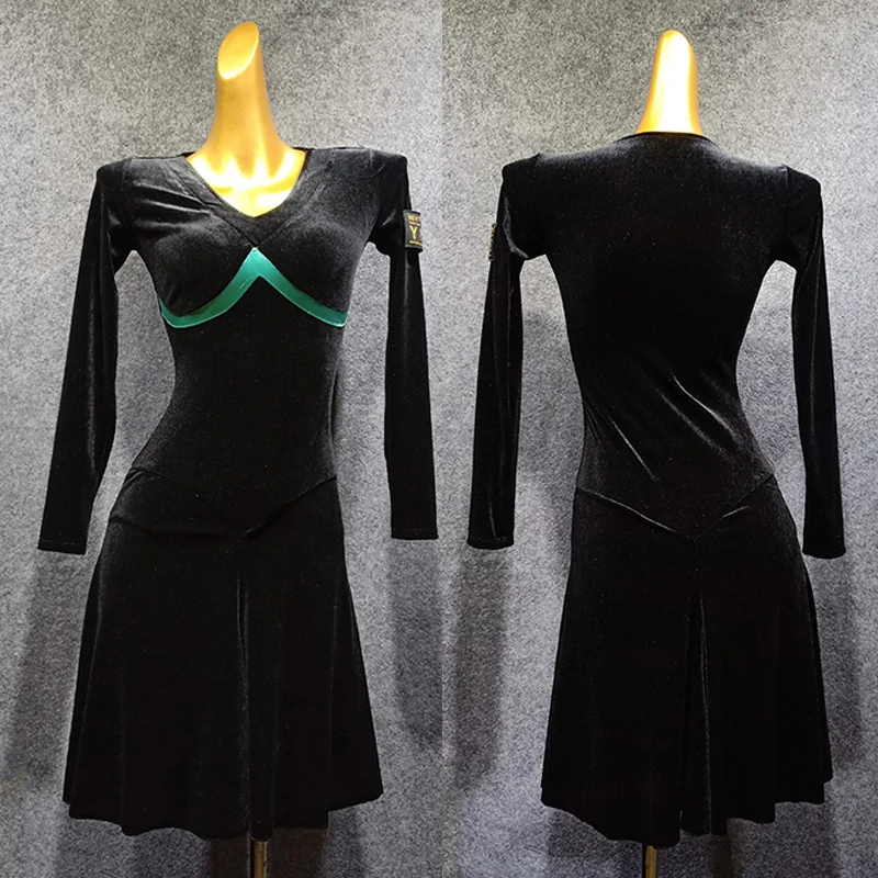 Женское бархатное танцевальное платье танцевальная юбка Осень-зима латинское