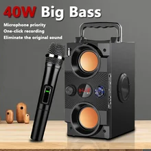 40W Big Power Portable Bluetooth Speaker Wireless Bass Column 3DStereo Subwoofer Music Center Boombox Support Remote Control Mic