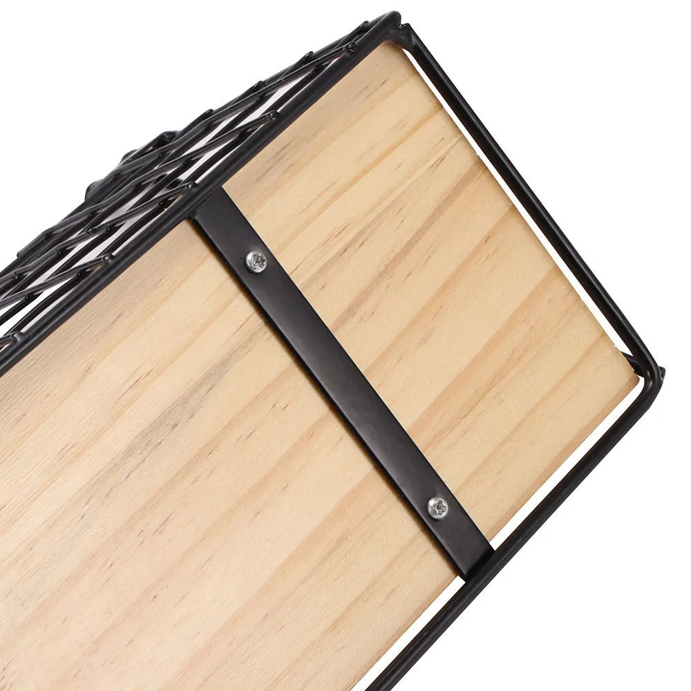 

Black Wall Mounted Hang Rack Wire Plank Organizer Holder for Kitchen Woonkamer Home Office Decor Iron Wood 1pc