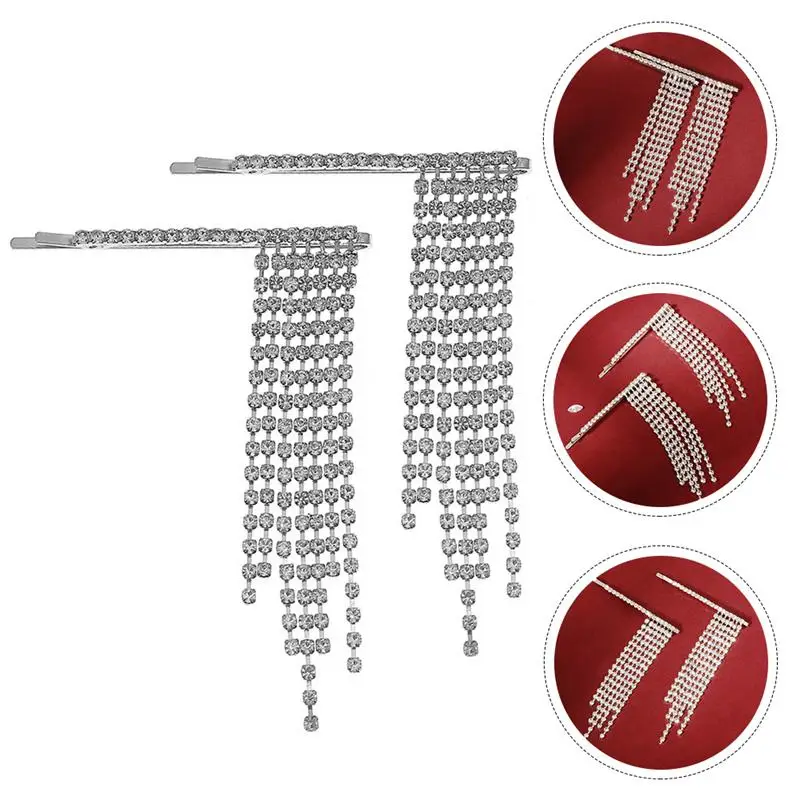 

1pair Tassels Hair Fringe Hairpins Beautiful Hairpins Hair Clips (Silver)