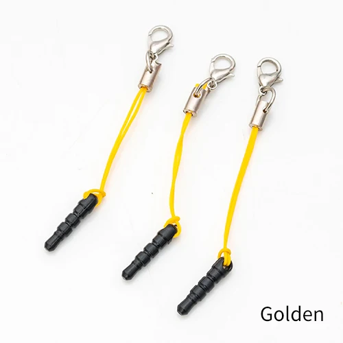 Golden 100 шт./лот, застежка "Лобстер", заглушка от пыли, ремешок, ремешок для мобильного телефона, lasso, Шарм с подвеской на цепочке, ручная работа, сделай сам - Цвет: Golden
