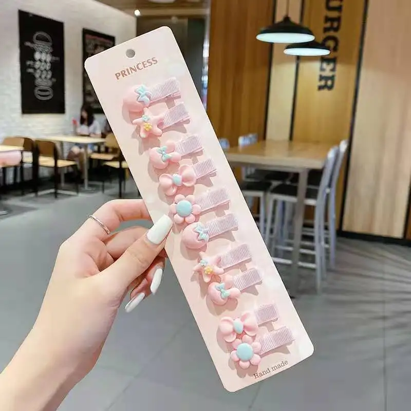 

10 pc/set girl fruit princess hairpins colored baby children clip sweet snap clip headwear children hair accessories for hair