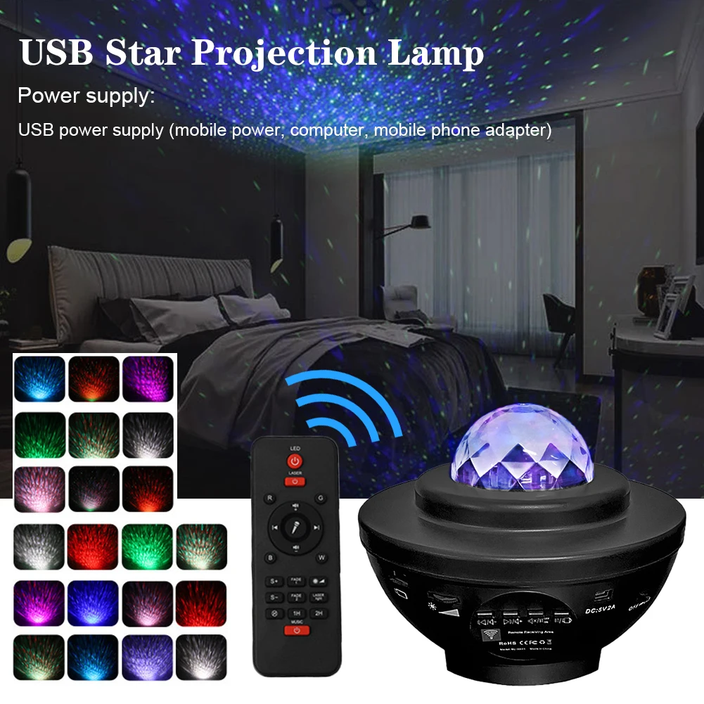 

Hot LED Projector Night Light Bluetooth 5.2 Remote Control Projection Lamp Compatible with Alexa for Home Decor колевая лампа