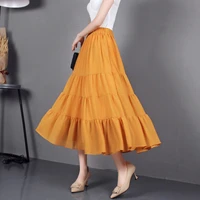 2020 new chiffon high waisted pleated patchwork cake black with a line tulle long skirts womens sexy skirt for women