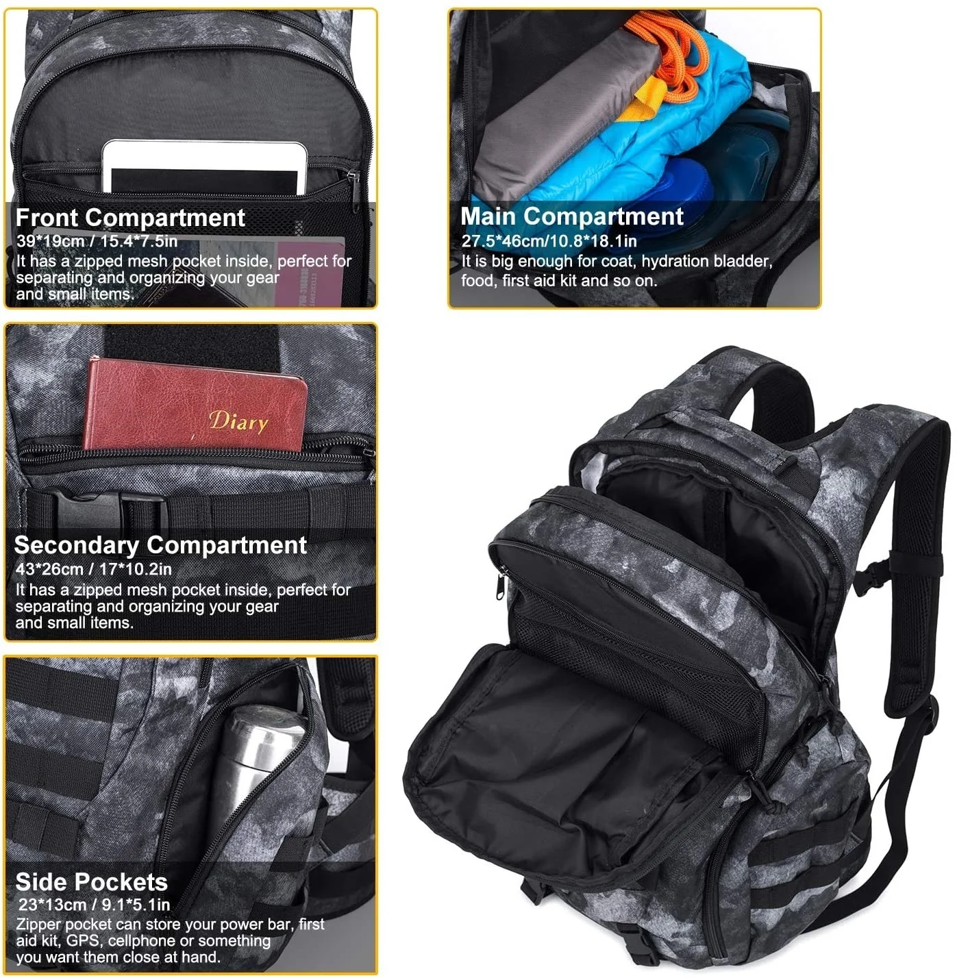 

The mardingtop 28L tactical backpack MOLLE backpack is suitable for camping, hiking and military travel