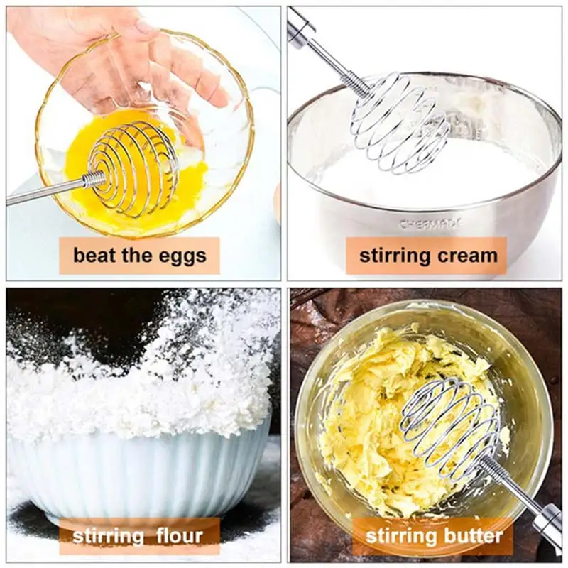 Multifunctional Rotary Manual Egg Beater Mixer Mini Metal Stainless Steel Kitchen Whisk Bake Tool Agitator Eco-Friendly | Дом и сад